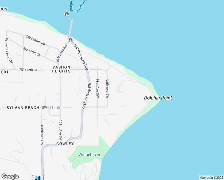 map of restaurants, bars, coffee shops, grocery stores, and more near 9730 SW Dolphin Point Rd in Vashon
