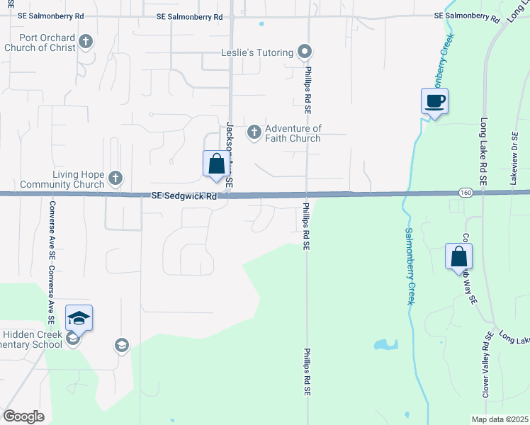 map of restaurants, bars, coffee shops, grocery stores, and more near 5004 Onalaska Loop Southeast in Port Orchard