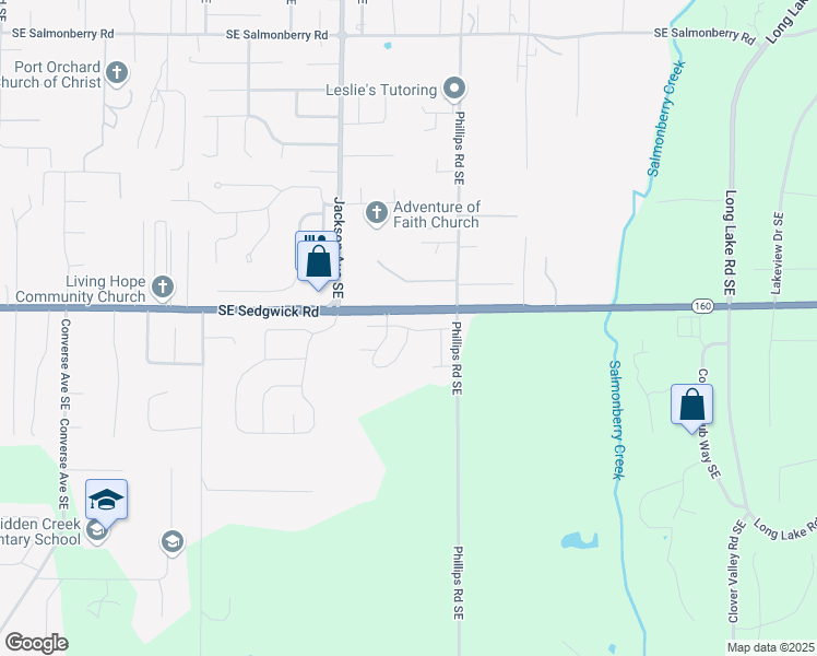 map of restaurants, bars, coffee shops, grocery stores, and more near Onalaska Loop Southeast in Port Orchard