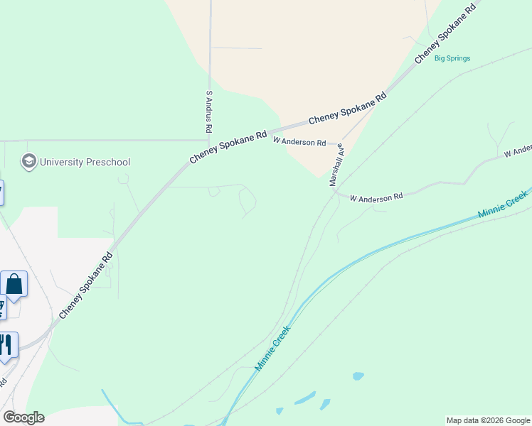 map of restaurants, bars, coffee shops, grocery stores, and more near 16307 Cheney Spokane Road in Cheney