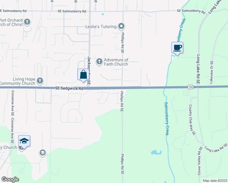 map of restaurants, bars, coffee shops, grocery stores, and more near 3501 Southeast Property Court in Port Orchard