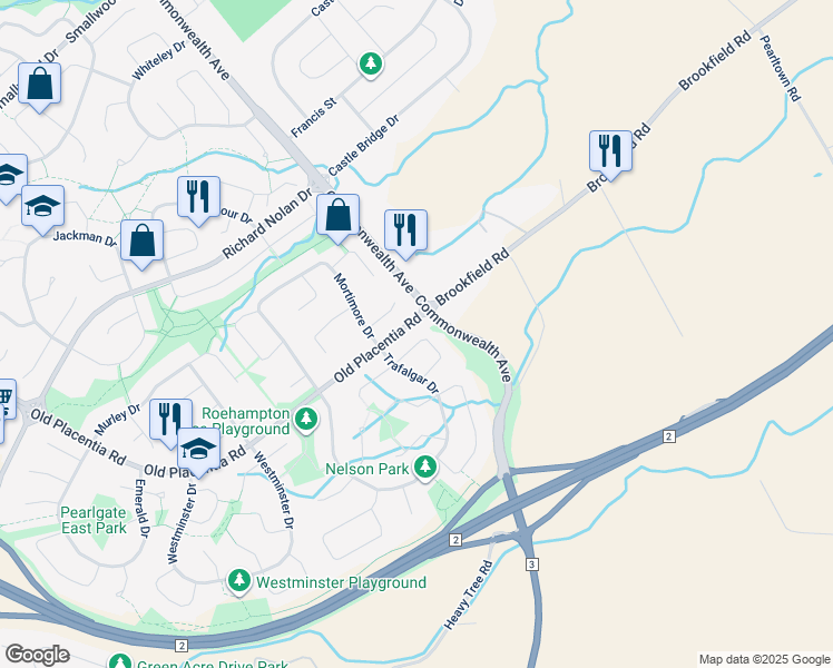 map of restaurants, bars, coffee shops, grocery stores, and more near 11 Fleet Street in Mount Pearl