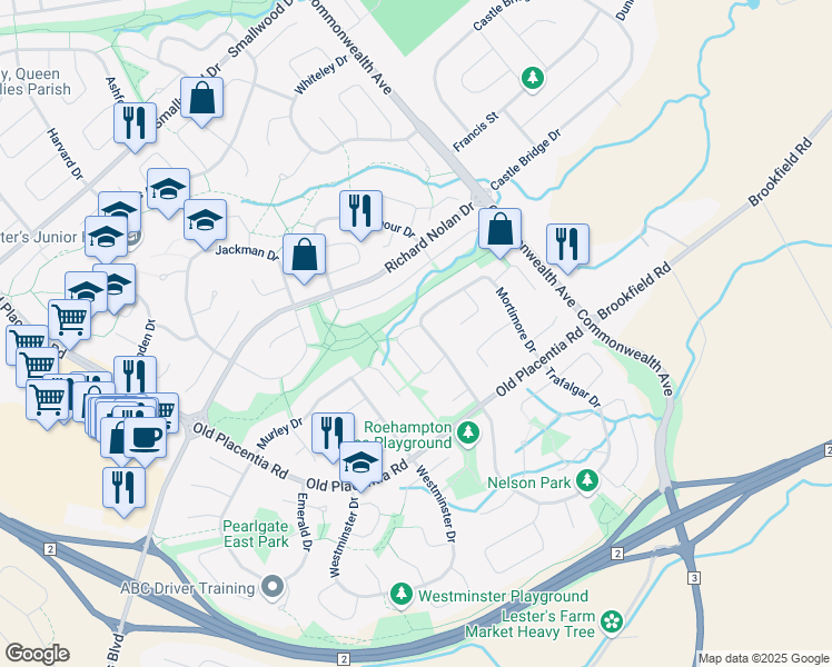 map of restaurants, bars, coffee shops, grocery stores, and more near 29 Mortimore Drive in Mount Pearl