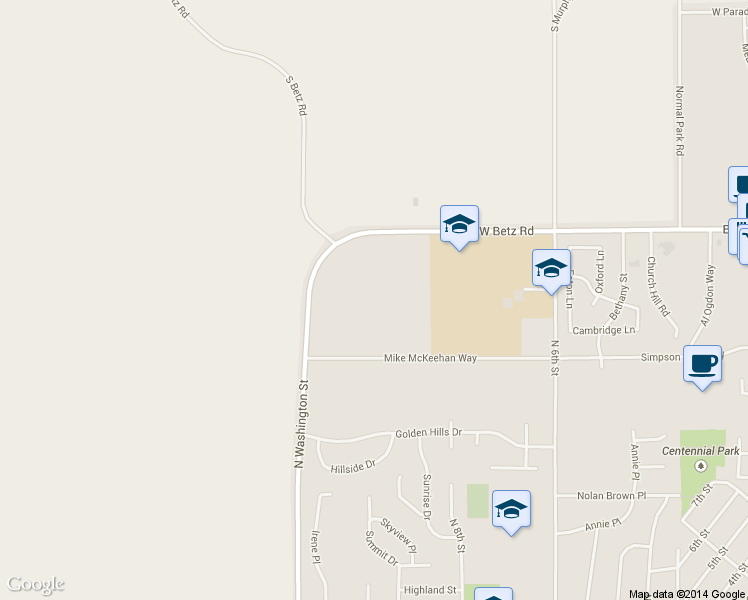 map of restaurants, bars, coffee shops, grocery stores, and more near 1090 West Betz Road in Cheney