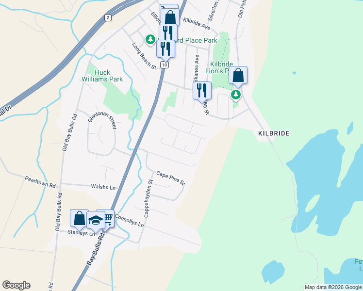 map of restaurants, bars, coffee shops, grocery stores, and more near 3 Gregg Place in St. John's