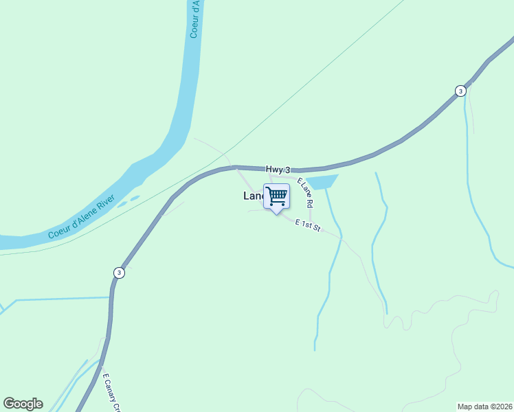 map of restaurants, bars, coffee shops, grocery stores, and more near 18387 South Old Lane Road in Cataldo