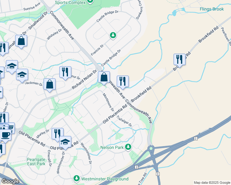 map of restaurants, bars, coffee shops, grocery stores, and more near 23 Wilcox Place in Mount Pearl