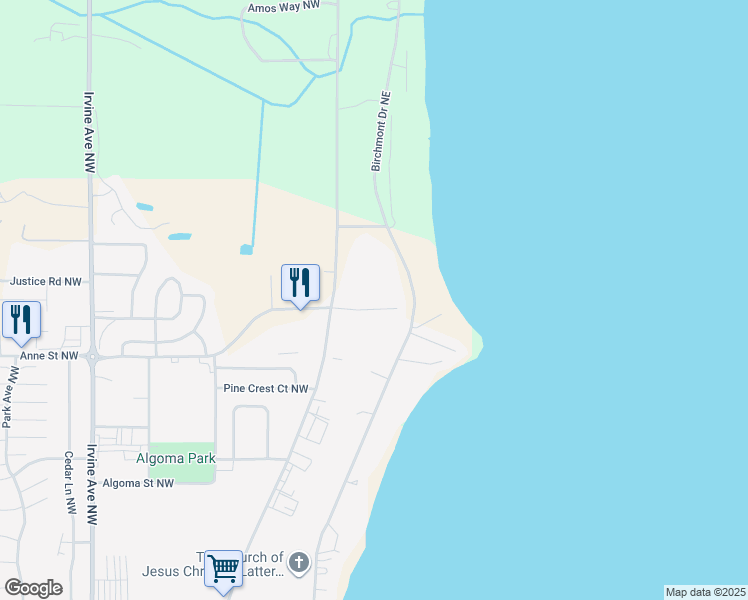 map of restaurants, bars, coffee shops, grocery stores, and more near 135 Anne Street Northeast in Bemidji