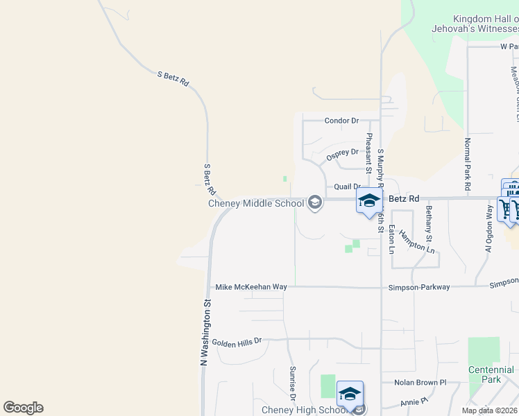 map of restaurants, bars, coffee shops, grocery stores, and more near 1090 West Betz Road in Cheney