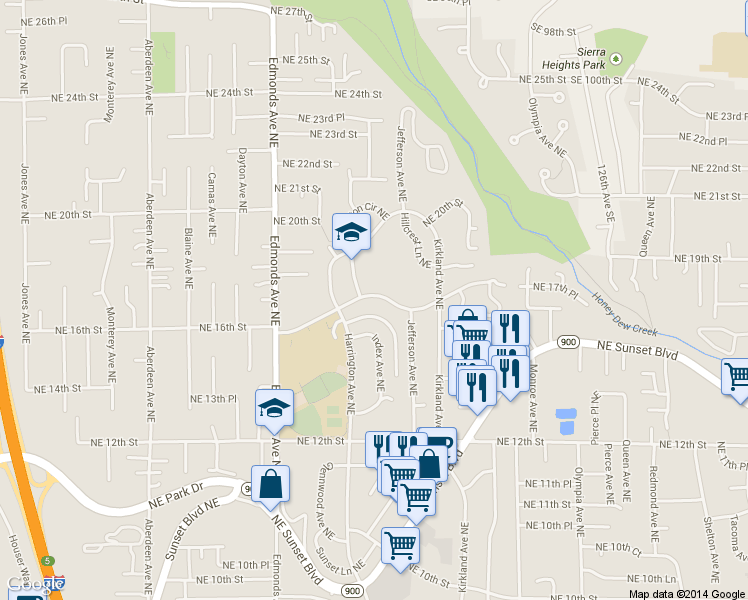 map of restaurants, bars, coffee shops, grocery stores, and more near 1528 Index Avenue Northeast in Renton