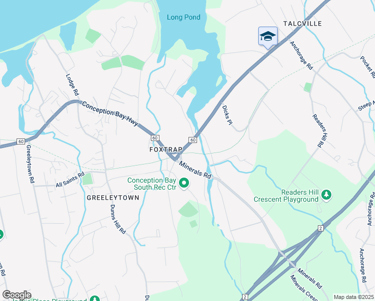 map of restaurants, bars, coffee shops, grocery stores, and more near 349 Conception Bay Highway in Conception Bay South