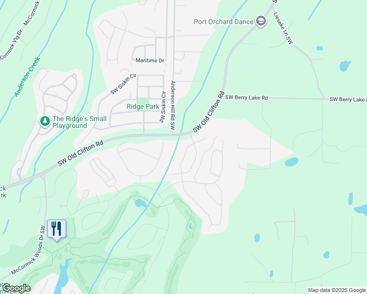 map of restaurants, bars, coffee shops, grocery stores, and more near 4500 Castleton Road Southwest in Port Orchard