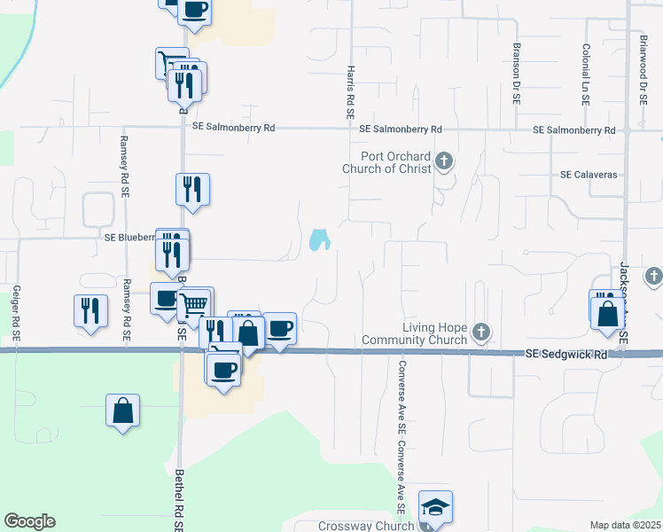 map of restaurants, bars, coffee shops, grocery stores, and more near 4475 Southeast Bakken Court in Port Orchard