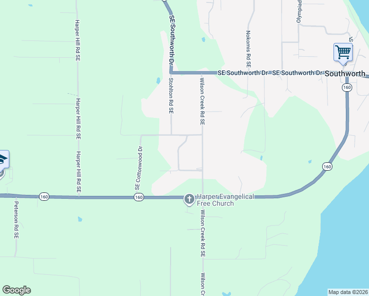 map of restaurants, bars, coffee shops, grocery stores, and more near 4303 Southeast Cottonwood Drive in Port Orchard