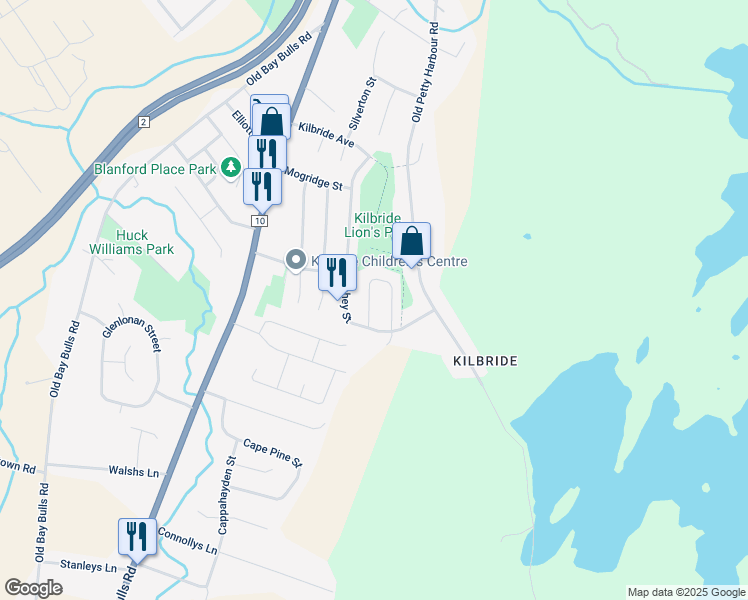 map of restaurants, bars, coffee shops, grocery stores, and more near 28 Chapman Crescent in St. John's