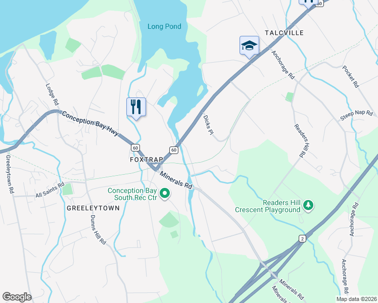 map of restaurants, bars, coffee shops, grocery stores, and more near 13 Country Path in Conception Bay South