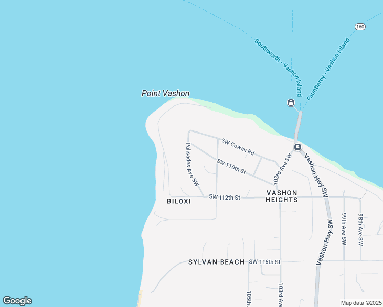 map of restaurants, bars, coffee shops, grocery stores, and more near 11013 Palisades Avenue Southwest in Vashon