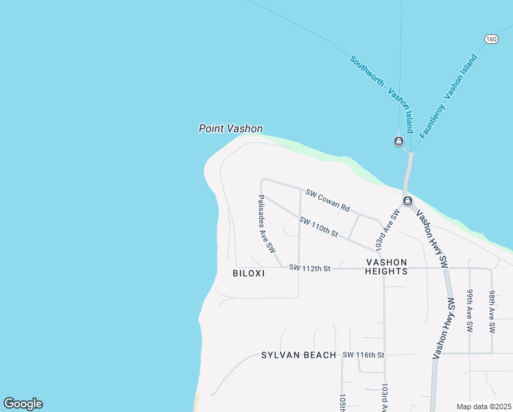 map of restaurants, bars, coffee shops, grocery stores, and more near 11013 Palisades Avenue Southwest in Vashon