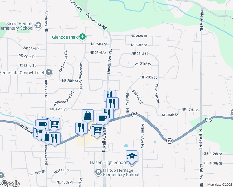 map of restaurants, bars, coffee shops, grocery stores, and more near 4714 Northeast 18th Place in Renton