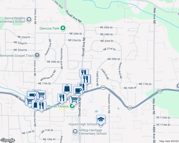 map of restaurants, bars, coffee shops, grocery stores, and more near 4714 Northeast 18th Place in Renton