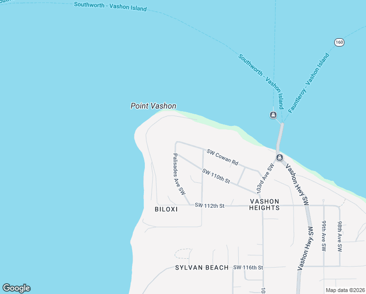 map of restaurants, bars, coffee shops, grocery stores, and more near 10720 Southwest Cowan Road in Vashon