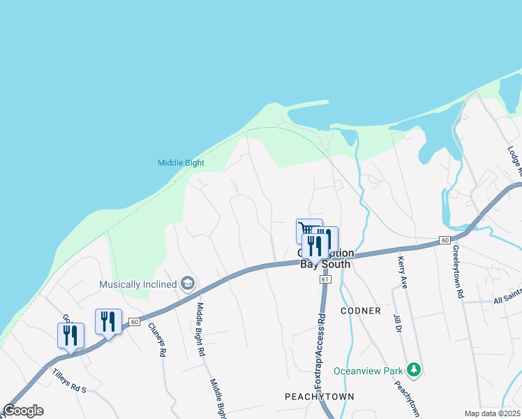 map of restaurants, bars, coffee shops, grocery stores, and more near 16 Jobs Road in Conception Bay South