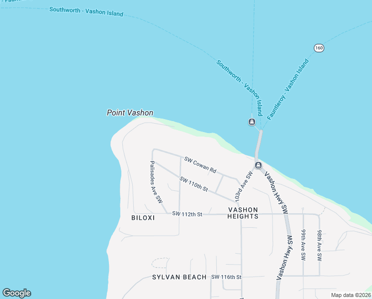 map of restaurants, bars, coffee shops, grocery stores, and more near 10628 Southwest Cowan Road in Vashon