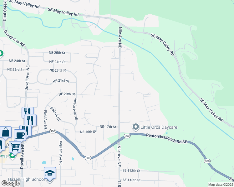 map of restaurants, bars, coffee shops, grocery stores, and more near 10271 148th Avenue Southeast in Renton