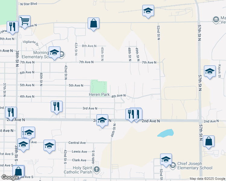 map of restaurants, bars, coffee shops, grocery stores, and more near in Great Falls