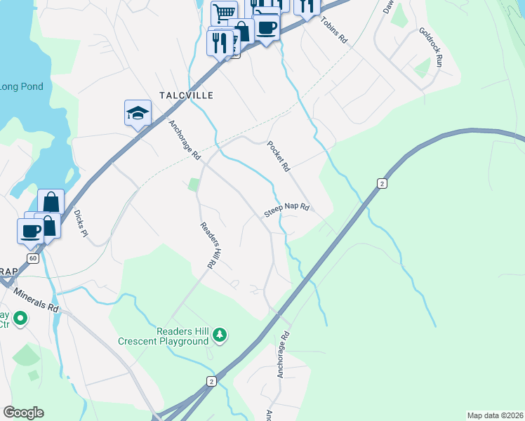 map of restaurants, bars, coffee shops, grocery stores, and more near 80 Anchorage Road in Conception Bay South