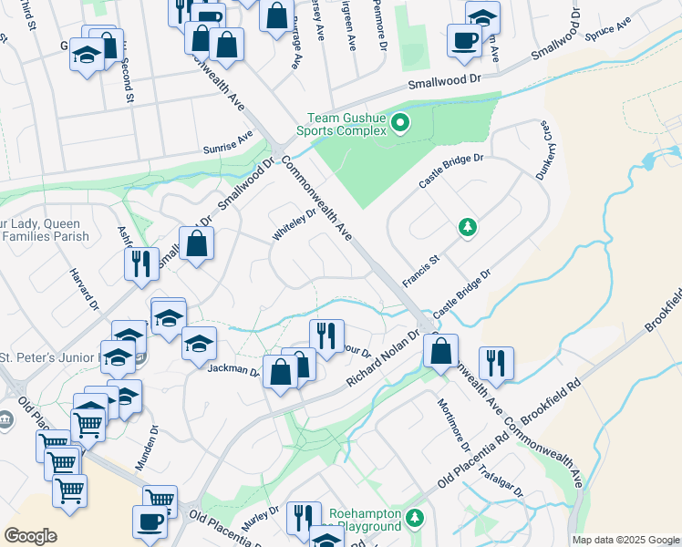 map of restaurants, bars, coffee shops, grocery stores, and more near 8 Whiteley Drive in Mount Pearl
