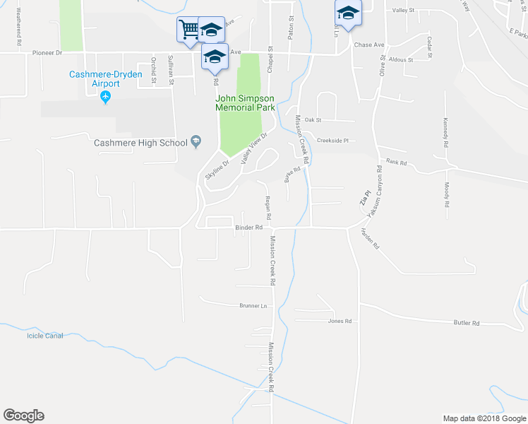 map of restaurants, bars, coffee shops, grocery stores, and more near 5110 Regan Road in Cashmere