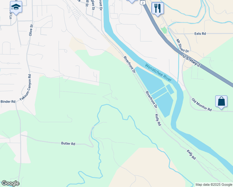 map of restaurants, bars, coffee shops, grocery stores, and more near 5191 Vista Heights Place in Cashmere