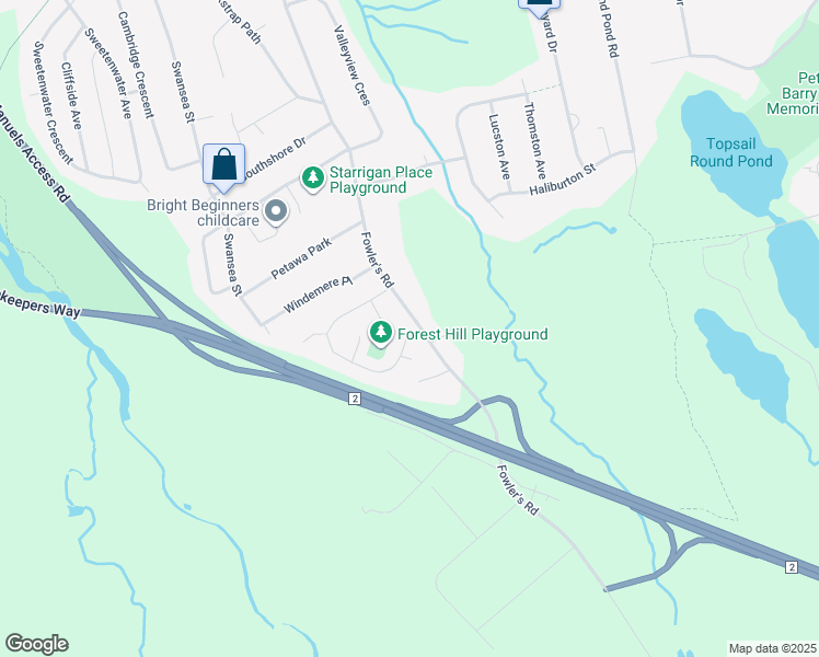 map of restaurants, bars, coffee shops, grocery stores, and more near 338 Fowler's Road in Conception Bay South