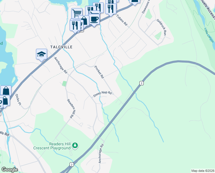map of restaurants, bars, coffee shops, grocery stores, and more near 83 Pocket Road in Conception Bay South