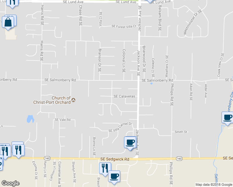 map of restaurants, bars, coffee shops, grocery stores, and more near 2971 Southeast Calaveras in Port Orchard