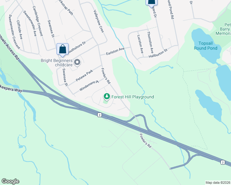 map of restaurants, bars, coffee shops, grocery stores, and more near 341 Fowler's Road in Conception Bay South