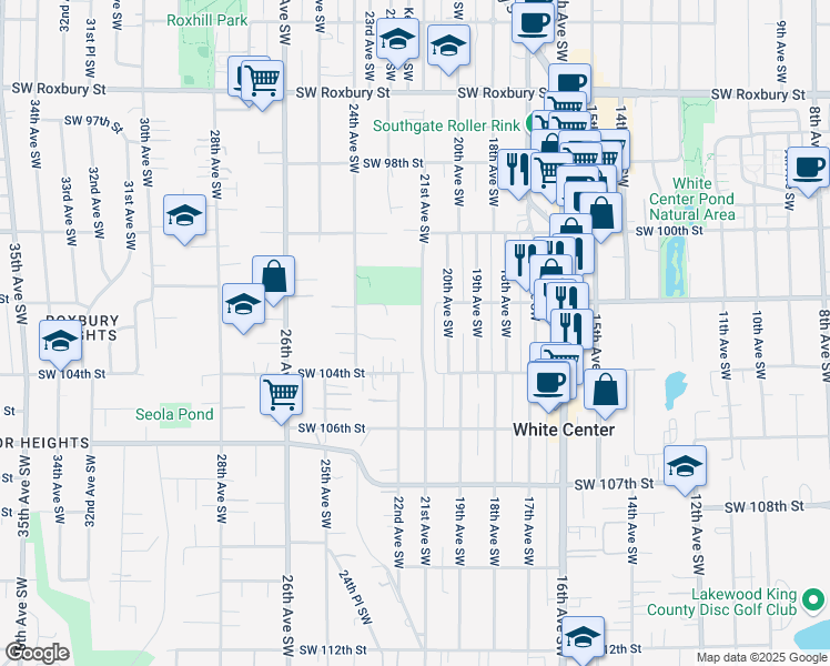 map of restaurants, bars, coffee shops, grocery stores, and more near 10227 21st Avenue Southwest in Seattle