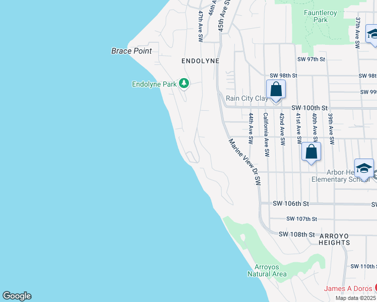 map of restaurants, bars, coffee shops, grocery stores, and more near 10203 47th Avenue Southwest in Seattle