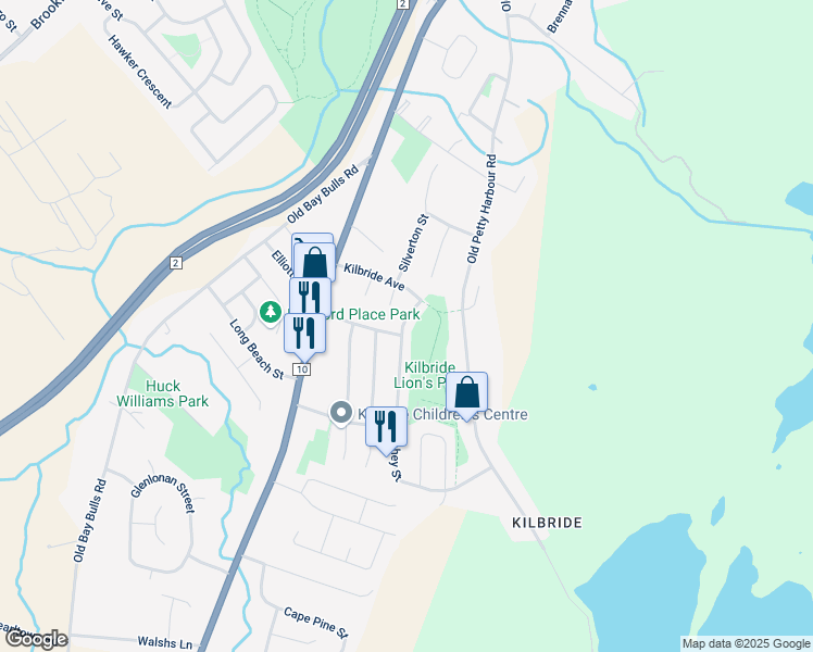 map of restaurants, bars, coffee shops, grocery stores, and more near 2 Fahey Street Extension in St. John's
