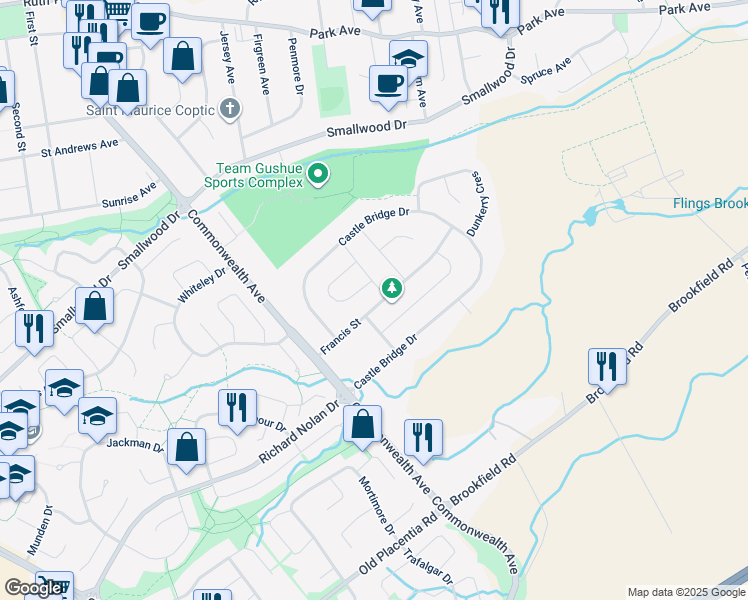 map of restaurants, bars, coffee shops, grocery stores, and more near 35 Francis Street in St. John's