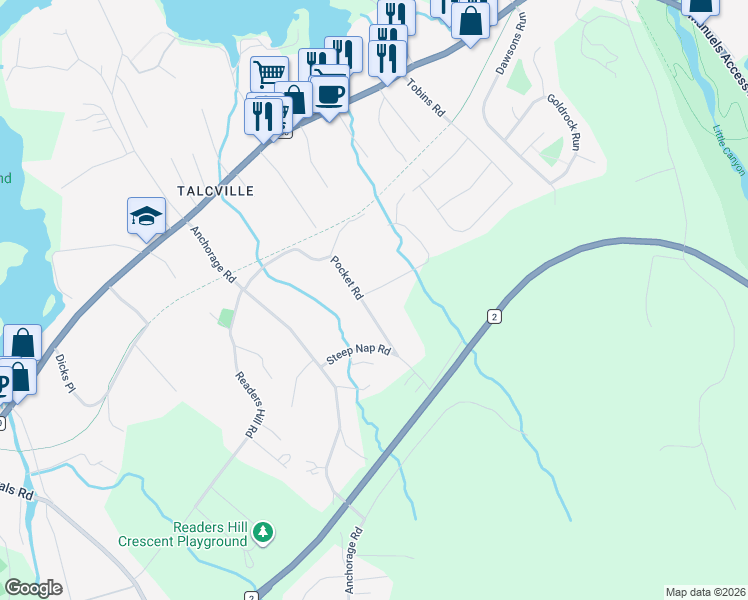map of restaurants, bars, coffee shops, grocery stores, and more near 67 Pocket Road in Conception Bay South