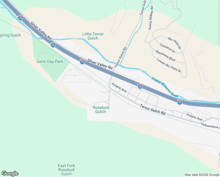 map of restaurants, bars, coffee shops, grocery stores, and more near 1402 Yellowstone Avenue in Osburn