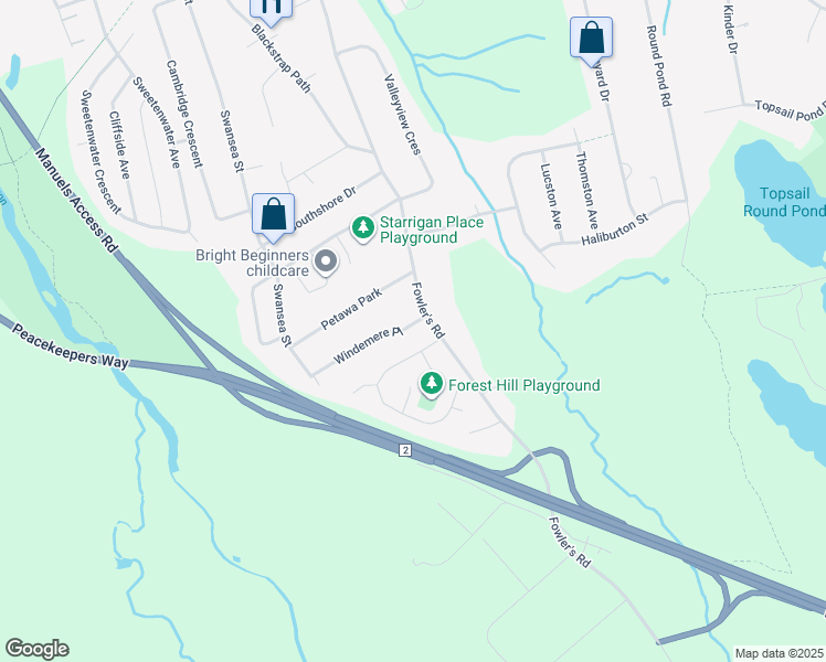 map of restaurants, bars, coffee shops, grocery stores, and more near 7 Windemere Place in Conception Bay South
