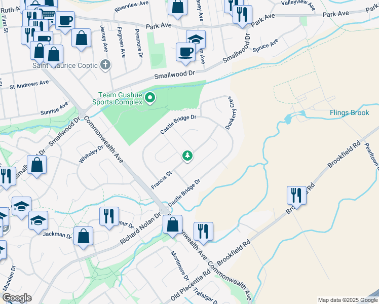 map of restaurants, bars, coffee shops, grocery stores, and more near 45 Francis Street in St. John's