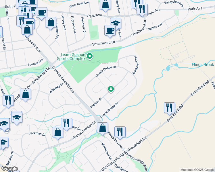 map of restaurants, bars, coffee shops, grocery stores, and more near 6 Tullamore Street in St. John's