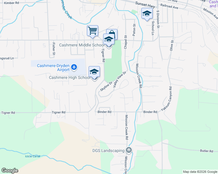 map of restaurants, bars, coffee shops, grocery stores, and more near 201 Skyline Drive in Cashmere