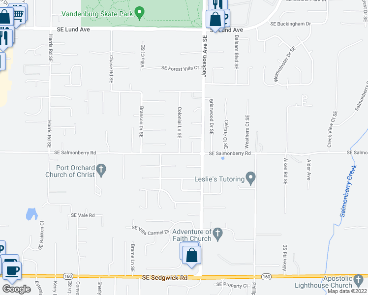map of restaurants, bars, coffee shops, grocery stores, and more near 3931 Colonial Lane Southeast in Port Orchard
