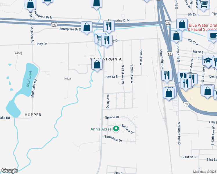 map of restaurants, bars, coffee shops, grocery stores, and more near 8387 Marigold Street in Virginia