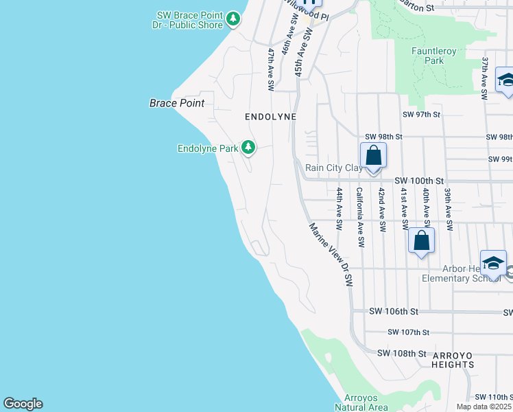 map of restaurants, bars, coffee shops, grocery stores, and more near 10112 51st Avenue Southwest in Seattle